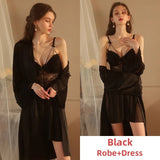 hulianfu New Stain Sleepwear Women Set Sexy Night Dress Robe Sets Camisole Lace Pajamas Backless Lingerie Sleep Tops Bathrobe Summer