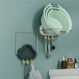 HULIANFU No-punch Basin Stand With Hooks Cute Cloud-shaped Storage Rack Multi-function Foldable Waterproof Bathroom Kitchen Organizer