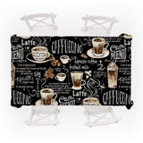 HULIANFU Retro Coffee Pattern Tablecloth Waterproof Dining Table Wedding Decoration Party Rectangular Tablecloth Home Kitchen Manteles