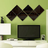 HULIANFU Self-adhesive 3D Square Acrylic Mirror Wall Stickers DIY Free Combination Stickers For Living Room Porch Background Decoration