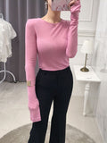 Hulianfu Sexy Shirt Women T-Shirt Long Sleeve Korean Style Slim Basic Elasticity Tshirt Top Womens Clothing T Shirt Femme