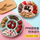HULIANFU Multi-function Plastic Fruit Plate Dessert Tray Plate Snack Dish 6 Compartments