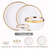 HULIANFU White Tableware Set Ceramic Dinner Plates Dishes Plates and Bowls Set Food Plate Salad Soup Bowl Dinnerware Set for Restaurant