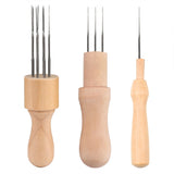 HULIANFU RORGETO Wool Felting Needles Awl Craft DIY Tools Solid Wooden Handle Holder Single and Multi Fine Needle for Creative Felting