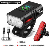 HULIANFU T6 LED Bicycle Light Front USB Rechargeable MTB Mountain Bicycle Lamp 1000LM Bike Headlight Cycling Flashlight Bike Accessories