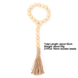 HULIANFU Natural Wood Bead Garland With Jute Rustic Wall Hanging Tassels String Handmade Garland Farmhouse Ornament DIY Home Decoration