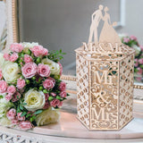 HULIANFU Wedding Card Box Wooden Elegant Cutout Hexagon Design Wedding Box 3D Classic Scene For Wedding Party Decoration