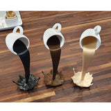 HULIANFU Resin Statues Floating Coffee Cup Art Sculpture Home Kitchen Decoration Crafts Spilling Magic Pouring Liquid Splash Coffee Mug