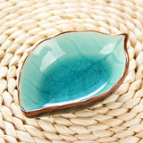HULIANFU Japanese Leaf Ceramic Sauce Dish Kitchen Seasoning Plate Ice Cracked Glaze Sauce Small Dishes Fish Shaped Bowl For Kitchen