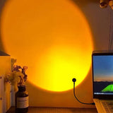 HULIANFU USB Sunset Rainbow Lamp Projection Atmosphere 7 Colors Night Light Photography Live Streaming Background Home Wall Decoration 50