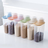 HULIANFU PP Food Storage Box Plastic Clear Container Set with Pour Lids Kitchen Storage Bottles Jars Dried Grains Tank 1.9L-2.5L H1211