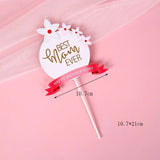 HULIANFU New Back Silk Gauze Skirt Happy Mothers Day Cake Topper Girl Birthday Cake Decoration Party Supplies Cake Decorating Tools