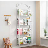 HULIANFU Simple Metal Bookshelf Iron Art Furniture Children  Picture Books Storage Rack Save Space Wall Hanging Shelf Bookcase Bedroom