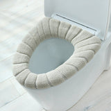 HULIANFU Winter Warm Toilet Seat Cover Closestool Mat 1Pcs Washable Bathroom Accessories Knitting Pure Color Soft O-shape Pad Toilet Seat
