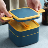 HULIANFU Thermal Lunch Box Portable Food Container With Spoon Microwave Vaccum Bowl Bento For Kids Picnic Insulated Lunch Box Three Layer