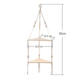 HULIANFU Triangle Shelves Wall Decor Macrame Wall Shelf Boho Home Decor Plant Hanger Candle Holder For Living Room Bedroom Decoration
