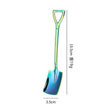 HULIANFU Stainless Steel Coffee Tea Spoon Creative Retro Shovel Scoop for Dinner Ice Cream Dessert Watermelon Kitchen Tableware Bar Tool