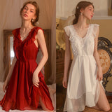 hulianfu Sexy Sleepwear Women Night Dress Teen Girl Nightwear Lounge Homewear Deep V Nightgown Camisolas Lingerie Backless Home Suit