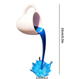 HULIANFU Resin Statues Floating Coffee Cup Art Sculpture Home Kitchen Decoration Crafts Spilling Magic Pouring Liquid Splash Coffee Mug