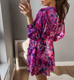 Hulianfu Print Short Dress Woman Ruffles Ruched Mini Dresses for Women 2023 Summer Dress Short Sleeve Elegant Party Dresses