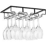 HULIANFU Wine Glasses Holder Bartender Stemware Hanging Rack Under Cabinet Stemware Organizer Glass Goblet Iron Rack Bar Tool