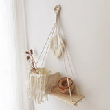 HULIANFU Wall Hanging Shelf Boho Home Decor Rope Macrame Shelf for Plant Hanger Farmhouse Rustic Planter Bedroom Living Room Decoration