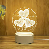 HULIANFU Romantic Love 3D Acrylic Led Lamp for Home Children Night Light Table Lamp Birthday Party Decor Valentine Day Bedside Lamp
