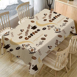 HULIANFU Retro Coffee Pattern Tablecloth Waterproof Dining Table Wedding Decoration Party Rectangular Tablecloth Home Kitchen Manteles