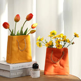 HULIANFU Nordic Creative Shopping Basket ceramic Vase Bag Decoration Simple Dried Flower Arrangement Vase Table Decoration