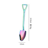 HULIANFU Stainless Steel Coffee Tea Spoon Creative Retro Shovel Scoop for Dinner Ice Cream Dessert Watermelon Kitchen Tableware Bar Tool
