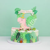 HULIANFU Wild Jungle Party Cake Topper Kids Happy Birthday  Animal Cake Flag Boy Birthday Party Decoration Children Forest Party Supplies