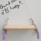 HULIANFU Nordic Nursery &amp; Kids Decor Tassels Storage Shelf Rack Wall Hanging Wood Toys Model Baby Kid Room Furnish Artic Home Decoration