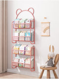 HULIANFU Simple Metal Bookshelf Iron Art Furniture Children  Picture Books Storage Rack Save Space Wall Hanging Shelf Bookcase Bedroom