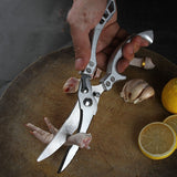 HULIANFU Kitchen Scissors Chicken Bone Scissors Chicken Duck Fish Cutter Shears Stainless Steel Scissors Scale Clean Cook Scissors Knife