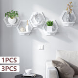 HULIANFU Wall Organizer 1/3Pcs Wall Shelf Punch Free Bedside Wall Display Stand Wall Mounted Flower Pot Holder Tv Backgrou Room Decora