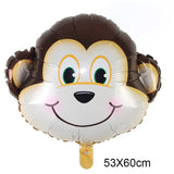 HULIANFU Jungle Cartoon Animal Balloon Rabbit Fox Penguin Hippo Tiger Crocodile Aluminum Foil Balloon Zoo Party Children  Toy