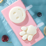 HULIANFU Silicone Ice Cream Mold Popsicle Siamese Molds with Lid DIY Homemade Ice Lolly Mold Cartoon Cute Image Handmade Kitchen Tools