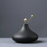 HULIANFU New Black Ceramic Small Vase Home Decoration Crafts Tabletop Ornament Simplicity Japanese-style Decoration