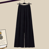 Hulianfu Winter Knit Sets Womens Outfits French Vintage Square Collar Knitted Sweater And Wide Leg Pants Two Pieces Sets Office Lady Sets