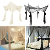 HULIANFU Sexy Mosquito Net Palace Four Door King/Queen Double Size Home Single  Bed Prevent Insect Outdoor Square Grace White Canopy Net