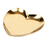 HULIANFU Nordic Stainless Steel Storage Tray Dish Jewelry Ring Organizer Bread Dessert Snack Plate Golden Heart Shaped Plate Home Decor