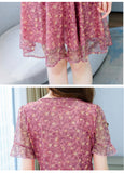 hulianfu Women Chiffon Summer Print Floral Dress Casual  New V-Neck Short Sleeve Elegant Party Dresses Ladies Clothing Vestidos robe