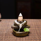 HULIANFU Leaf Tower Incense Ceramic Burner Fragrance Holder Backflow Censer Creative Aromatherapy Smoke Reflux Incense Stick Incense