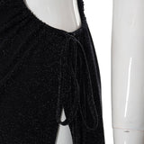 hulianfu Dresses For Women  Summer Elegant Black Skinny Sexy Cutout  Casual Evening Party Prom Mini Dress Vestidos Outfits Clothes
