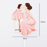 HULIANFU New Back Silk Gauze Skirt Happy Mothers Day Cake Topper Girl Birthday Cake Decoration Party Supplies Cake Decorating Tools