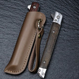 HULIANFU M390 Steel Folding Knife with Holster Wooden Handle Damascus Pattern High Hardness Outdoor Hunting Knife  Camping Survival Tools