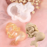 HULIANFU Sleeping Mermaid Silicone Molds Chocolate Fondant Mould Handmade Soap Mold Mermaid Cake Topper DIY Angel Craft Art Candle Mould