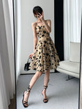 Hulianfu Women Fashion Spaghetti Strap Prom Mini Dress Suit Elegant Sleeveless Slim Vestdios Female Bodycon Evening Party Clothes Summer