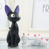HULIANFU Lovely Cartoon Big Black Cat White Cat Model Figurines Decoration Desk Decor DIY Crafts Garden Home Office Ornament Miniatures