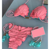 hulianfu Sexy Bikini  Biquinis Feminino Swimsuit Solid Bikini Set String Swimwear Women Bathing Suit Patchwork Bikinis Beach Outing